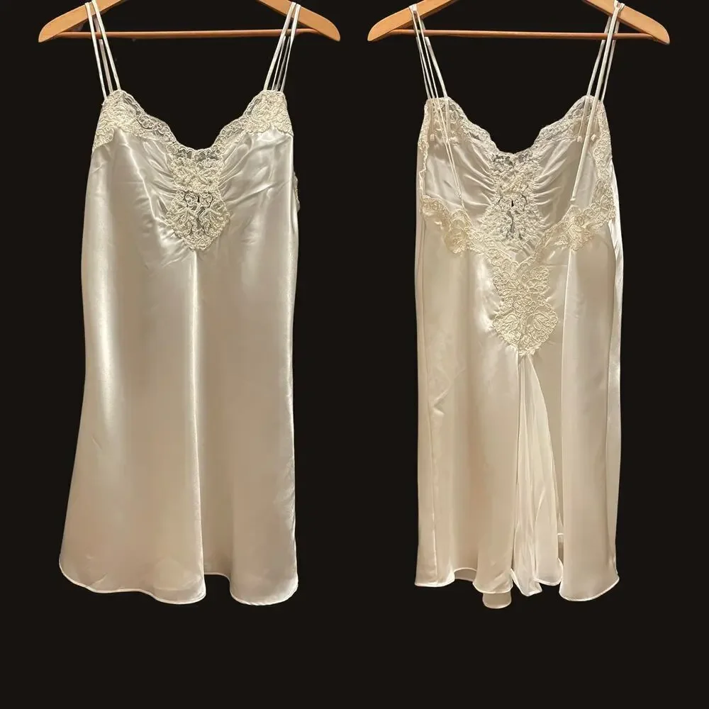 Vintage Deadstock Victoria’s Secret Satin Bridal Nightgown | Pearls, Sequins, M